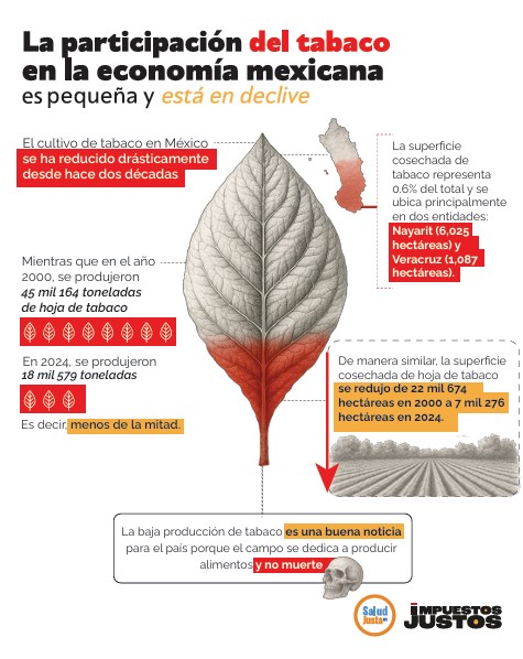La participación del tabaco en la economía mexicana es pequeña y está en declive
